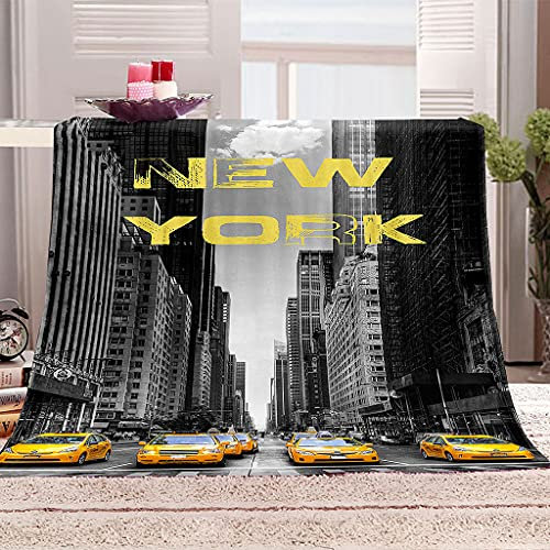 Wohndecken Kuscheldecken 150x200cm,Kuscheldecke Flauschig Weich Flanell Warm Microfaser 3D New York Drucken,Decke Haus Büro Draussen für Sofa/Bett/Camping/Garten