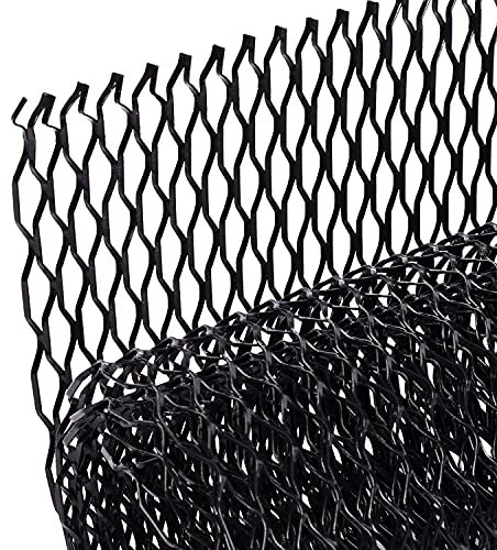 AggAuto 120×40cm Nero Griglia da corsa per auto in Argento, Griglia 8×25mm Gabbiano con dimensione del foro, griglia espansa, griglia automobilistica in lega di alluminio