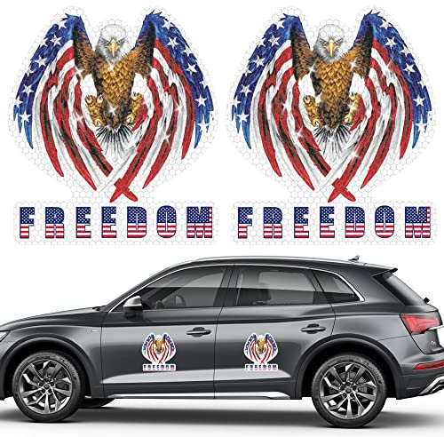 2 Stück reflektierende amerikanische Flagge Weißkopfadler Auto Magnet, patriotische USA-Flagge LKW Aufkleber, Laptop, Innen- und Außendekoration