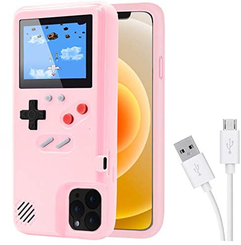 DIKKAR iPhone 13/13 Pro Case for iPhone 13/13 Pro - Retro Self Powered Protective Case with 36 Small Games, Color Screen - Video Game Case for iPhone 13/13 Pro (Pink