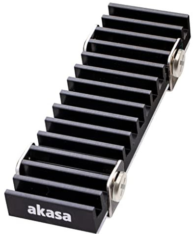 Akasa Gecko Pro | Passive Cooling for M.2 NVMe PCIe & SATA Drives | M.2 heatsink 2280 | Aluminum Heatsink Cooling Fin | Includes Silicone Thermal Pad | 71.5 x 22 x 8mm | Black | A-M2HS02-BK