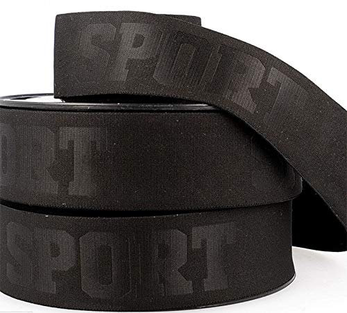 Gummiband 3D Sport, 40 mm breit - ab 1 Meter - auch zum Nähen für Unterwäsche zu verwenden., Schwarz