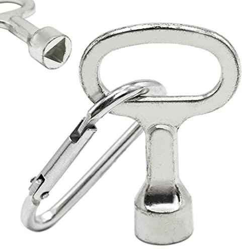 SZXMDKH Metal Triangular Key Meter Box Key Silver Triangle Socket Spanner Key with a Keychain for Gas Water Electric Meter Box Cabinet