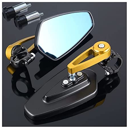 jcjklwe Motorrad Spiegel Lenkerende Seite Rückspiegel Für Yamaha Für Raptor 700 XMAX300 Für Cygnus 125 Für Tenere 700 XVS650 Lenkerendenspiegel (Farbe : Gold)