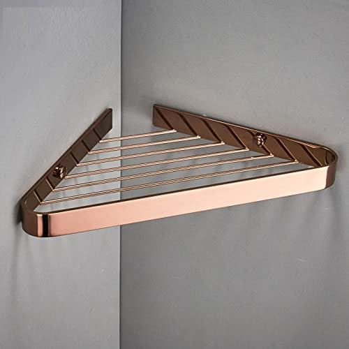 Full Copper Gold Triangle Basket European Style Net Basket Antique Double-Storey Bathroom Bathroom Corner Shelf Bathroom Shelf Wall Hook, Rose Gold Single-Layer Net Basket