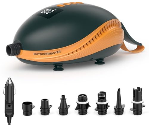 OutdoorMaster 20PSI Electric SUP Pump Paddle Board Pump The Dolphin - Quick Air Inflator & Auto-Off, 12V DC Car Connector for Inflatable Stand Up Paddle Boards, Boats, Water Sports