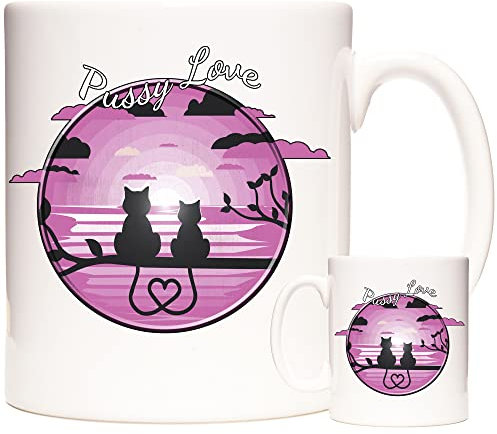 KAZMUGZ CAT Design Gift Mug.Two cats on a mug. Gift for people who keep cats. Feline cat coffee mug, cat tea mug, cat pressie