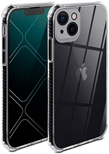 ONEFLOW für iPhone 13 mini Hülle Silikon transparent, Handyhülle mit stoßfestem Bumper Backcover durchsichtig Silikonhülle kabelloses Laden Schutzhülle, Cushion Case, Schwarz