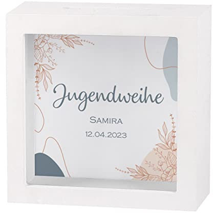 Striefchen® Spardose zur Jugendweihe mit Namen als Geldgeschenk Blumen