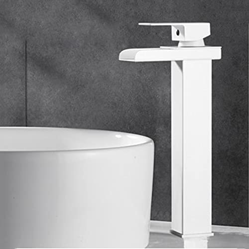 Robinet Cascade Blanc Mitigeur Lavabo Haut Robinet Lavabo Salle de Bain Chaud Et Froid Anti-éclaboussures,Blanc A