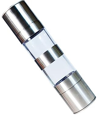 Angoily Manual Double Head Pepper Mill Salt Pepper Grinder High Efficiency Stainless Steel Acrylic for BBQ