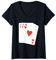 Damen Herz As Spielkarte T-Shirt mit V-Ausschnitt