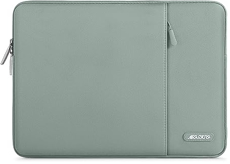 MOSISO Laptop Hülle Tasche 16 Zoll, 15-15,6 Zoll Laptoptasche Kratzfest | Ultraleicht, Ultradünn Polyester Vertikale Laptophülle mit Fronttasche für MacBook Pro 16, Lenovo HP Acer, Antikes Grün