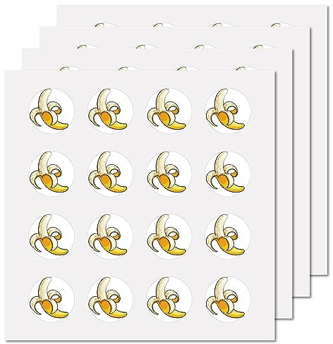 CREATCABIN 128Pcs Banana Planner Stickers Fruit Vinyl Decal Self-Adhesive Waterproof Sticker Round Bulk Yellow Stickers for Calendars Water Bottle Cup Computer Mobile Phone Skateboard 2.5x2.5cm