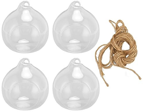 BEIJIALY 4 Stück Hängepflanzen-Glas-Terrarium-Behälter, Hängende Glasvase, Blumenpflanzen-Terrarium, Dicke, Unzerbrechliche, Klare Vasen für Hochzeitshintergründe, Dekoration