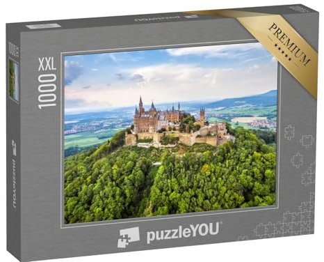 Puzzle 1000 Teile XXL „Luftaufnahme der Burg Hohenzollern auf dem Berggipfel, nahe Stuttgart“ – aus der Puzzle-Kollektion Burg Hohenzollern