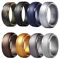 JewelryWe 8pcs Silikon Eheringe für Männer: 8mm Herren Gummi Hochzeit Bands Gummibänder Sport Ringe Flexible Silikonringe Verlobungsringe Geschenke 8 Faben Set Größe 62