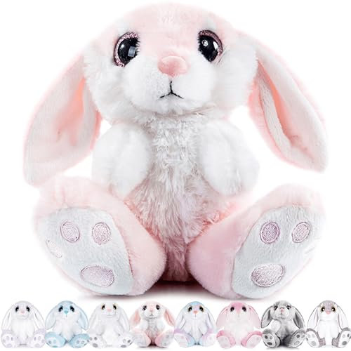My OLi Kuscheltier Hase 20cm Plüsch Hase Stofftier Kuscheltiere Schlappohren Sitzend Kuschelhase Plüschtiere Für Mädchen Kinder Jungen-Rosa Farbe
