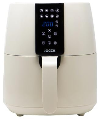 JOCCA - Friggitrice ad aria calda 3,8 l colore/friggitrice senza olio/timer/temperatura regolabile/cucina sana / 1450 W di potenza (crema)