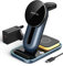 AGPTEK 4 in 1 Wireless Charger, induktive Ladestation, Kabelloses Ladegerät kompatibel mit iPhone/Samsung/Googel Pixel/Huaiwei, unterstützt für iWatch/AirPods/Galaxy Budsa, mit 18W, Schwarblau