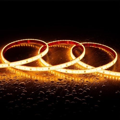 LEDKIA LIGHTING LED-Streifen Dimmbar 220V SMD2835 Ohne Gleichrichter Silicone FLEX 120 LED/m IP67 Breite 12mm Schnitt alle 10 cm Nach Maß Warmweiß 2200K