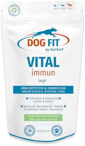 DOG FIT by PreThis® VITAL immun für Hunde I Mit Colostrum, Agaricus Blazei Murrill, Hagebuttenextrakt, Shilajit, Propolis I Ohne künstliche Zusätze I Large 25-50 kg