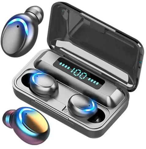 Auriculares inalámbricos AI-1C, Auriculares Bluetooth 5.3 Micrófono HiFi Estéreo Pantalla LED, Reducción de Ruido, Control táctil, IPX7 Impermeable Cascos Negros