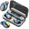 Auriculares inalámbricos AI-1C, Auriculares Bluetooth 5.3 Micrófono HiFi Estéreo Pantalla LED, Reducción de Ruido, Control táctil, IPX7 Impermeable Cascos Negros