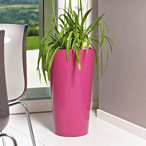 Euro3plast 278544P Blumentopf mit Pflanzeinsatz 61 cm hoch 33 cm Ø rund Farbe Pink für den Innen- und Außenbereich geeignet
