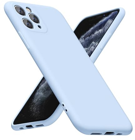 LoeoeL for iPhone 11 Pro Phone Case Silicone, Minimalist Ultra Thin Slim Soft Rubber Gel Solid Color Matte TPU Cute Case for Women Men, Girly Plain Aesthetic Design & Camera Cover, Light Blue