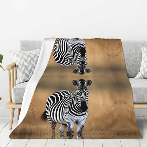 YYHWHJDE Dicke Flanelldecke, Überwurf, 203,2 x 152,4 cm, leicht, warm und langlebig, weiches Afrika, Grasland, Zebramuster