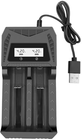 JOYSOG 18650 Battery Charger with LCD Screen for 3.7V 26650/21700/18650/18500/16340/14500/AA/AAA Lithium Battery Charger (2 Slots)