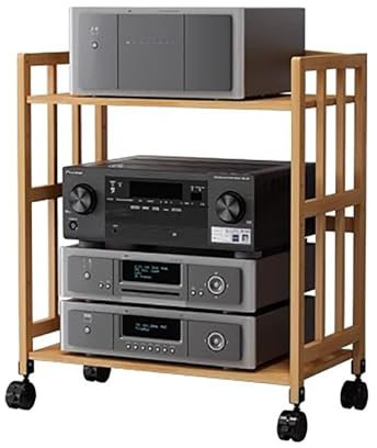 Stereokabinett Kleiner Eck-Stereo-Schrank/ TV-Ständer mit Rädern, Höhenverstellbarer Audio-Video-Medienständer für Wohnzimmer, Büro und Schlafzimmer, Wasserdichtes Bücherregal für Zuhause(Color:Light