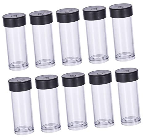 SEWACC 40pcs Empty Beads Storage Tubes Lid Black Cap Bottle for Small Beads and Craft Organization