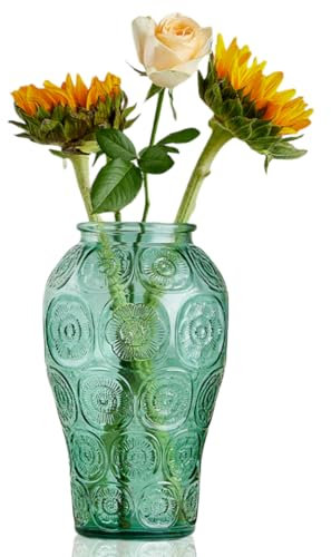 MEETOZ Colorful vase, Crystal Glass Large Vase Decorative Colorful Flower Vase Plant Container, for Home Decor,Wedding Decor,Centerpieces,Party (Green)