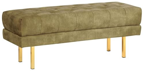 Bettbank Samtstoff grün mit goldenem Gestell 117 cm glamourös Roseville