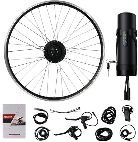 DICHOU 26'' E-Bike Umbausatz 36V 350W Vorderradmotor Kassette mit integriertem Controller 36V7Ah Akku mit Controller