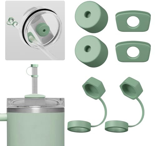 Nearockle - Tapas de paja (silicona, 6 unidades), color verde