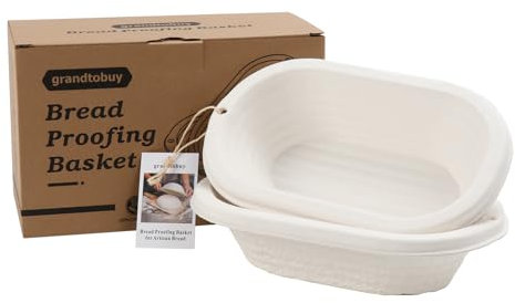 2x 11inch Oval Pulp Bread Proofing Basket Sourdough Banneton Bortform Proving Basket with Linen Liner Cloth Cover Bread Baking Supply For Professional and Homemade Artisan Bread