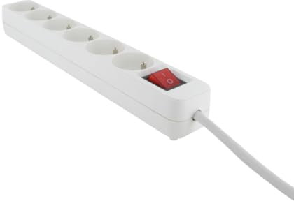 Bloc 6 x 16 A avec interrupteur - 1 m - blanc (FR)