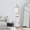 HUOLE Mobiletto portaoggetti per WC, supporto per carta igienica, porta scopino per WC, mobile da bagno su piedistallo in legno, armadio da bagno (20 x 15 x 80 cm, bianco)