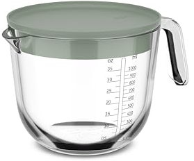 Mepal - Verre doseur en verre + couvercle Chef it - Graduation facile à lire - Passe au four et micro-ondes (sans couvercle) - Verre de haute qualité - Passe au lave-vaisselle - 1000 ml - Nordic sage
