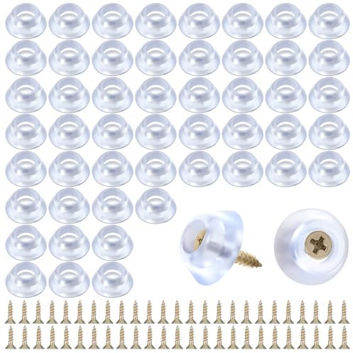 Ymapinc 50pcs Rubber Cutting Board Feet Non Slip, Small PVC Feet with Screws Round Cutting Board Legs Pad for Furniture Kitchen Appliances