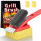 BBQ Grillbürste mit Schaber, abnehmbarer Grillreinigungsbürstenkopf mit Drahtborsten, Bürste & 2 Dampfbürsten, rote Grillreinigerbürste, Zubehör für Gas/Holzkohlegrillroste - Geschenke für Herren