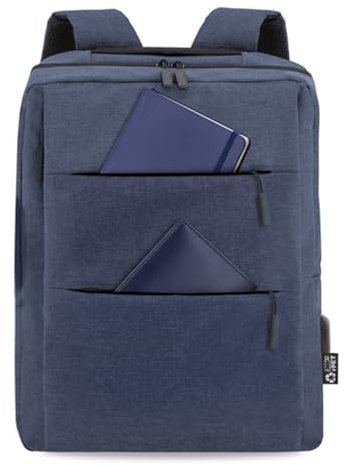 Adri - Mochila para portátil de hombre o mujer - 15,6 púlgadas - Con puerto USB - Mochila para viajes o trabajo con diseño ligero y resistente - colores (Azul)