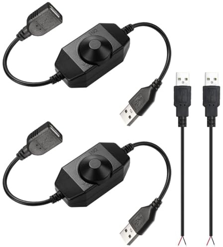 VISSQH 2 Stücke DC 5V PWM Dimmer LED Strip Controller dimmbarem Drehschalter Controller LED Streifen Schalter mit USB-Kabel von Buchse auf Stecker für LED Strip