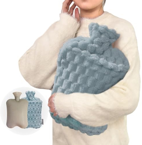 Hot Water Bottle with Softer Cover 3L Extra Large Hot Water Bag with Hand Pocket, Hot Cold Compress for Pain Relief, Hands Feet Warmer, Warming Bed