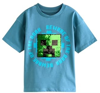 NEXT Jungen T-Shirt von Minecraft mit Pailletten Marineblau 116