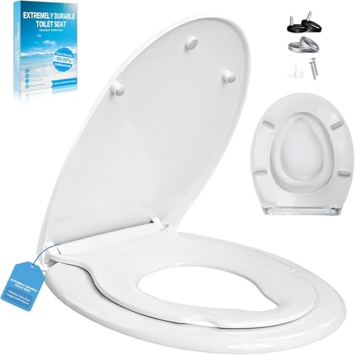 Family Toilet Seat Soft Close,with Built-in Child Seat 2-in-1,Quick Release Function and Soft Close-Easy Assembly Toilet Lid Made of Upgradeplast Toilet Seat,Antibacterial,up to 150 kg