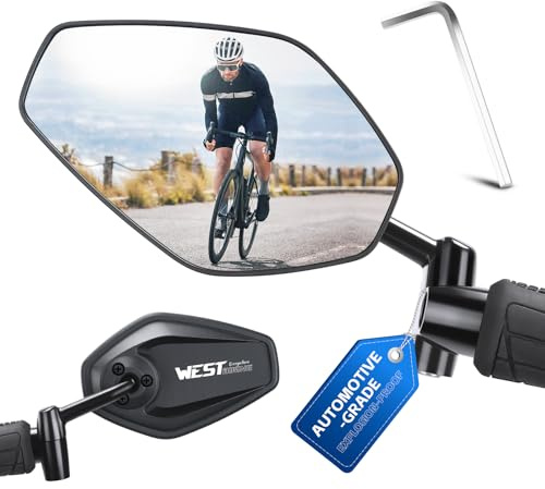 West Biking Cykelspegel – stabil cykelbackspegel med synfält, justerbar 360° för styre innerdiameter 16–21 mm, cykelspegel för e-cykel